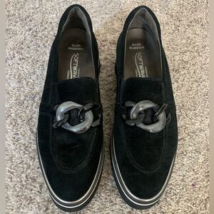 Softwaves Salera Black Suede Platform Shoes Size 40 1/2 40.5 9.5 9 1/2